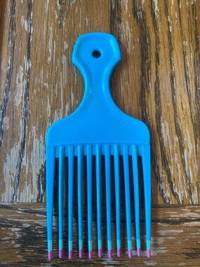 Vintage Goody Blue Plastic Hair Pick Comb With Color-Tipped Teeth Double Dip